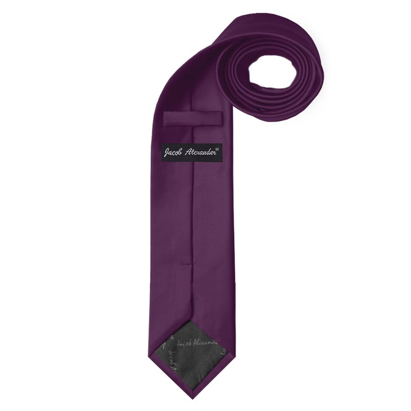 Jacob Alexander Solid Color Men's Regular Tie - Eggplant Purple - Image 2